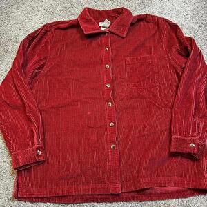 Vintage L.L. Bean corduroy red orange shirt size women’s XL‎